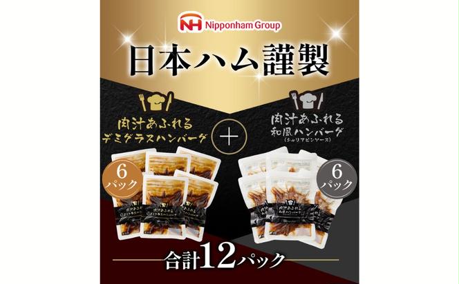 肉汁あふれるハンバーグ2種12個セット（デミグラス＆和風） 日ハム 冷凍 個食 使い切り