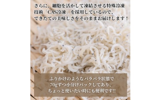 釜揚げしらす干し 350g(70g×5袋小分けパック) CAS 冷凍 無添加 冷凍 惣菜 弁当 便利 ご飯 ごはん 丼 料理 海鮮丼 離乳食 シラス おつまみ サラダ グルメ 人気 おすすめ 愛知県 南知多町