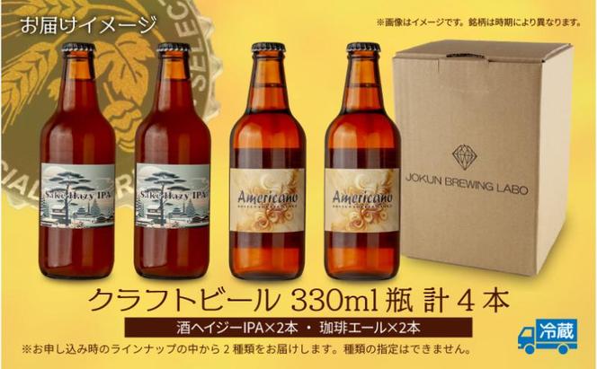 クラフトビール 2種 330ml 計4本 酒ヘイジーIPA 珈琲 エール ビール 地ビール 瓶ビール Hazy IPA ヘイジーIPA お酒 酒 ホップ 麦芽 コーヒー人気 晩酌 宅飲み 家飲み 飲み比べ お取り寄せ 冷蔵 ジョークンビール 新潟県 十日町市