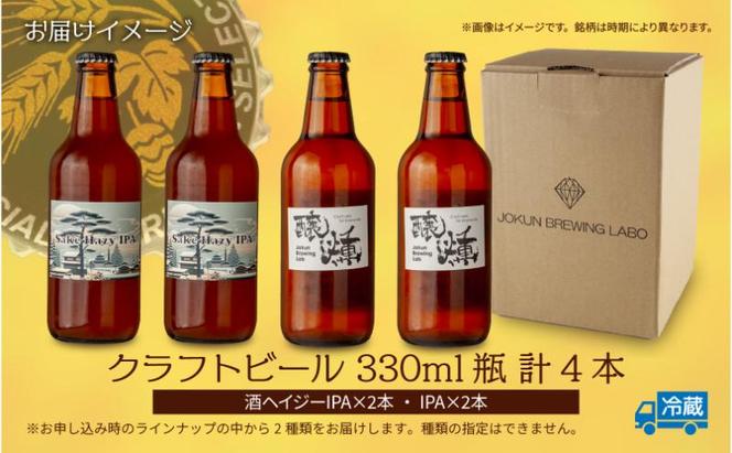 クラフトビール 2種 330ml 計4本 酒ヘイジーIPA IPA ビール 地ビール 瓶ビール Hazy IPA ヘイジーIPA お酒 酒 ホップ 麦芽 コーヒー人気 晩酌 宅飲み 家飲み 飲み比べ お取り寄せ ギフト 冷蔵 ジョークンビール 新潟県 十日町市