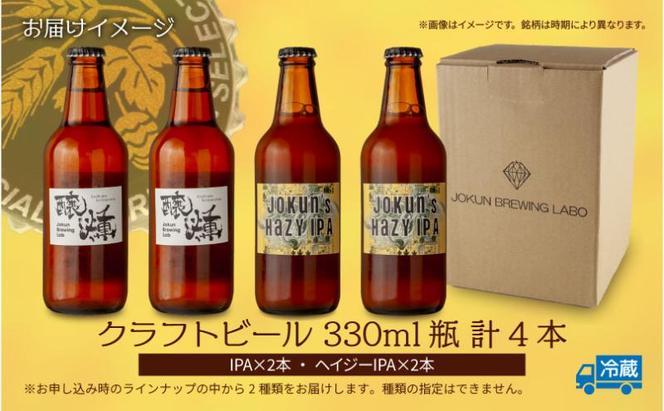 クラフトビール 2種 330ml 計4本 IPA Hazy IPA ビール 地ビール 瓶ビール ハイジーIPA インディア ペールエール お酒 酒 ホップ 麦芽人気 晩酌 宅飲み 家飲み 飲み比べ お取り寄せ 冷蔵 ジョークンビール 新潟県 十日町市