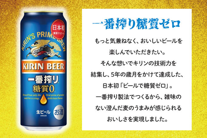 AB075　キリンビール取手工場産　一番搾り糖質ゼロ500ml缶-24本×２ケース