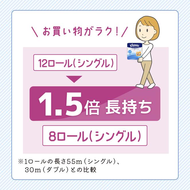 トイレットペーパー シングル 1.5 倍巻き 1ケース （8ロール入×8パック） クリネックス コンパクト 無香料 トイレット ペーパー トイペ 節約 日用品 日用雑貨 消耗品 備蓄 備蓄品 備蓄用 防災 防災グッズ 災害 倍巻 宮城 宮城県 岩沼市