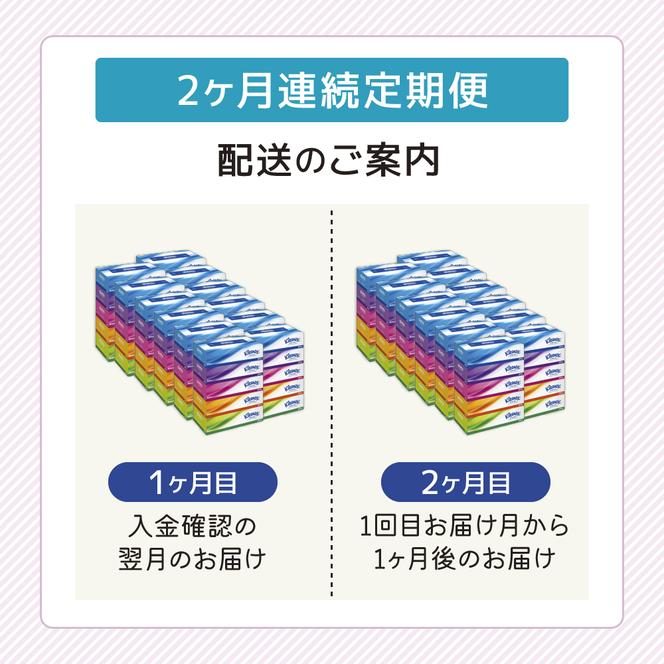 【2ヶ月連続定期便】ティッシュペーパー クリネックスティシュー 60箱 360枚（180組）5箱×12パック入り 日用品 消耗品 丈夫 ふんわり ボックスティッシュ リビング 寝室 社内 