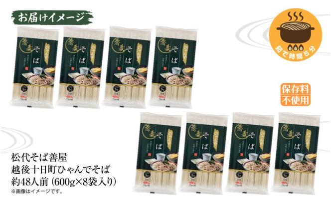 ひゃんで そば 600g 8袋 約48人前 蕎麦 ソバ 干しそば ざるそば かけそば ファミリー 麺 乾めん 自家用 お中元 お歳暮 贈答品 お取り寄せ 備蓄 保存 便利 ギフト 越後 魚沼 常温 松代そば善屋 新潟県 十日町市