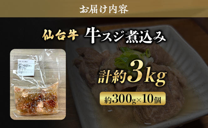 仙台牛 牛スジ煮込み 300g 10個セット 冷凍発送　牛肉