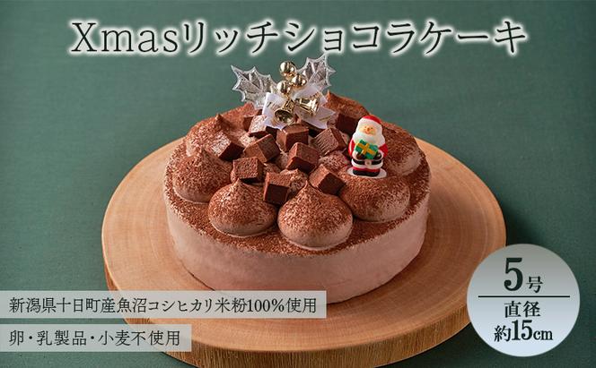 Xmasリッチショコラケーキ 5号 直径約15cm アレルギー対応 特定原材料不使用 クリスマスケーキ チョコレート ホール ケーキ 洋菓子 スイーツ 新潟県 十日町すこやかファクトリー