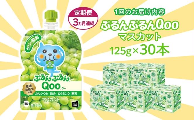 定期便 3ヵ月連続 ゼリー ミニッツメイド ぷるんぷるん Qoo マスカット 125g 30本入 コカ・コーラ クー パウチ飲料 ゼリー飲料 おやつ 子ども まとめ買い ヘルシー ダイエット 低カロリー 持ち歩き 備蓄 防災 非常食 埼玉県 嵐山町