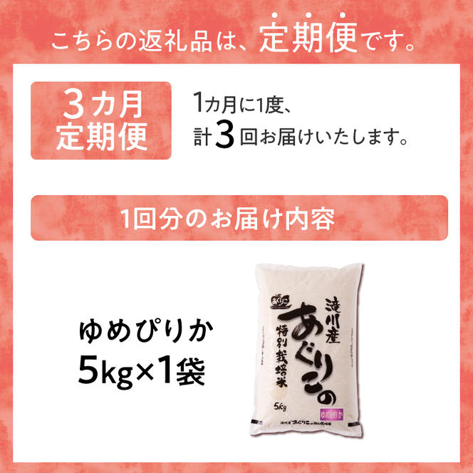 令和6年産米 北海道滝川産　特別栽培ゆめぴりか 5kg 3ヶ月連続｜北海道 滝川市 米 お米 白米 精米 ゆめぴりか ユメピリカ 特別栽培 定期便 連続お届け