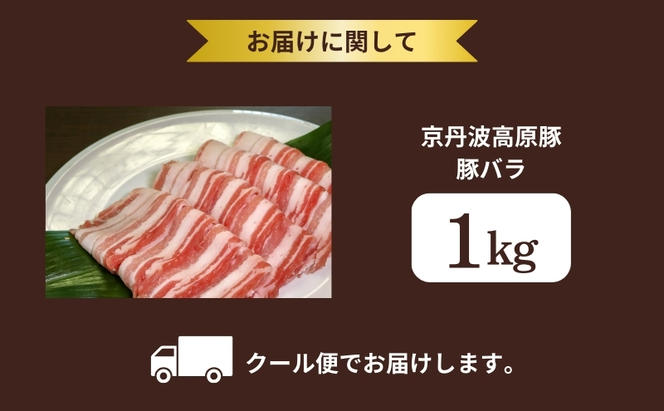 国産豚肉　豚バラ 1kg　京丹波高原豚　