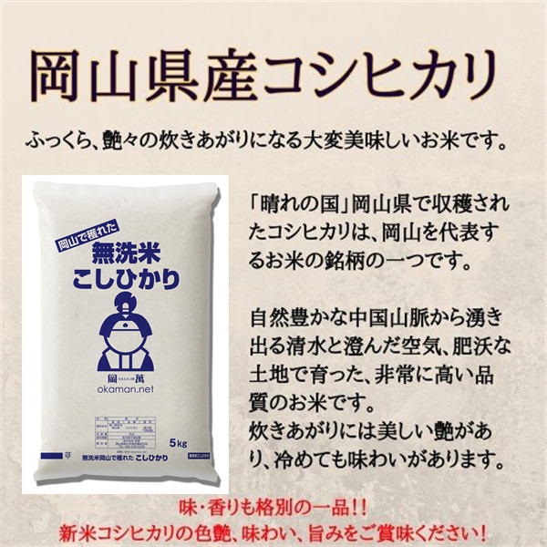 令和6年産 無洗米 こしひかり 5kg (5kg×1袋) 岡山県産 お米