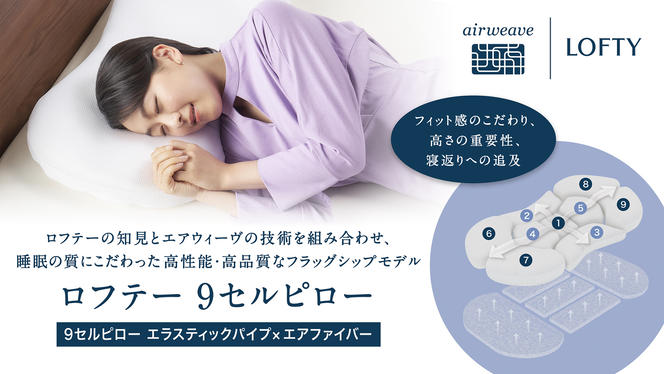 （エアウィーヴ グループ）ロフテー「9セルピロー エラスティックパイプ×エアファイバー(登録商標)」（165-13）