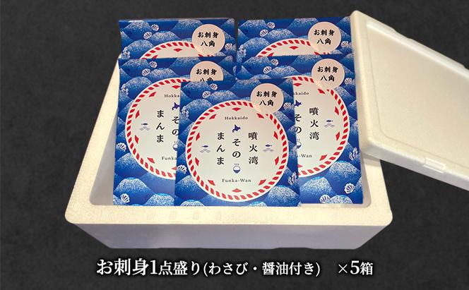 噴火湾そのまんま お刺身1点盛り(わさび・醤油付き)5箱 旬菜一鮮 だて大和屋 厳選 魚介 海鮮 刺身 刺し身 小分け 新鮮 魚介類 魚貝類 加工食品 贈答 ギフト 贈り物 ご褒美