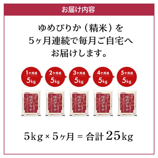 米 定期便 5kg 5カ月 ゆめぴりか ホクレンゆめぴりか ANA 機内食 採用 お米 コメ こめ おこめ 5キロ 白米 精米 北海道 道産 国産 特A ごはん ご飯 おかず おにぎり お取り寄せ