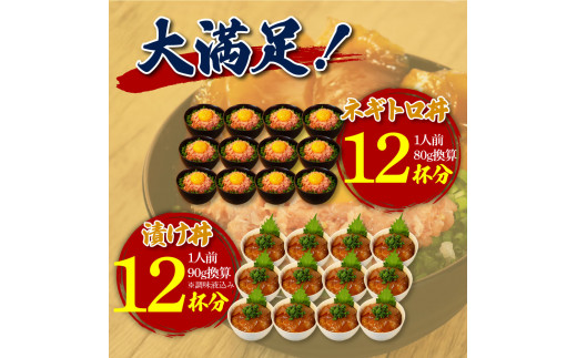 【CF-R5tka】KYF140　ネギトロ80g×12P＋漬け鮪丼90g×12P 冷凍配送 簡易包装 小分け 惣菜 人気 海鮮 ネギトロ丼 まぐろたたき 海鮮丼 便利 かんたん 自然解凍 個食 一人暮らし どんぶり 漬け丼 お手軽