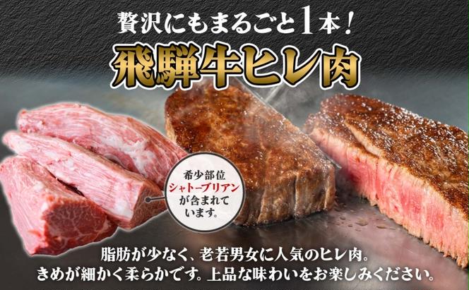 定期便 12ヶ月 飛騨牛 ヒレ肉 1本 A4～A5等級 約3～4kg  3割×6  ヒレ シャトーブリアン 肉 牛肉 ブランド牛 お肉 和牛 贅沢 お取り寄せ ご褒美 ステーキ 豪華 グルメ 焼肉 BBQ ギフト 贈り物 自家用 贈答用 送料無料 焼肉マルイ 岐阜県 安八町