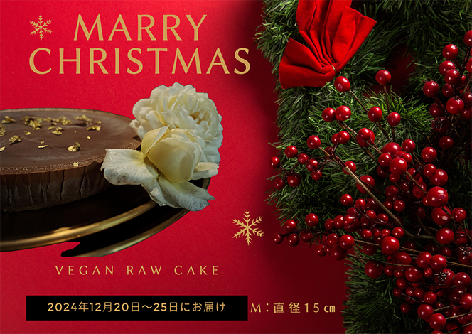 EG132_クリスマスケーキ☆腸や皮膚の健康を維持する栄養素＜食物繊維24.1g、亜鉛9.6mg＞☆美容と健康に良いVegan raw cakeプレミアムチョコレート【M】12月20日～25日にお届け