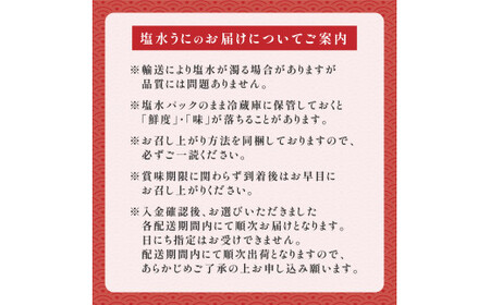 北海道 登別近海産　無添加　極上エゾバフンウニ塩水パック300g ※2025年6月よりお届け