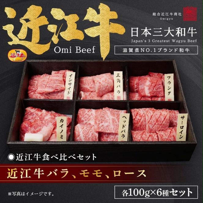 近江牛バラ、モモ、ロース各100g×6種セット / 栗東市 日本三大和牛 国産 肉 和牛 牛肉