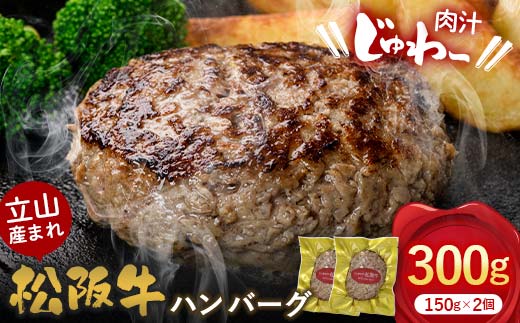 立山産まれ松阪牛 ハンバーグ 150g×2個 カシワファーム 和牛 牛肉 おかず 惣菜 時短 冷凍 富山県 立山町 F6T-441