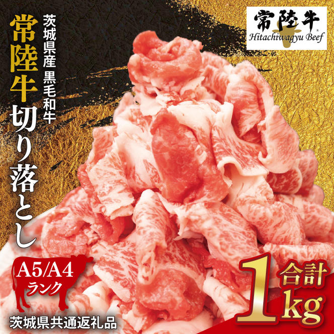 【先行予約】常陸牛 切り落とし 約1kg【茨城県共通返礼品】│ お肉 牛肉 モモ バラ 1kg 常陸牛 切り落とし 黒毛和牛 A4 A5 冷凍 牛丼 肉じゃが カレー 煮物 茨城県（BI001）