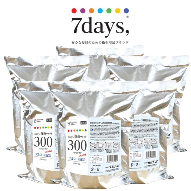 7days, バケツウェット アルコール詰替用300枚(詰替用6個)