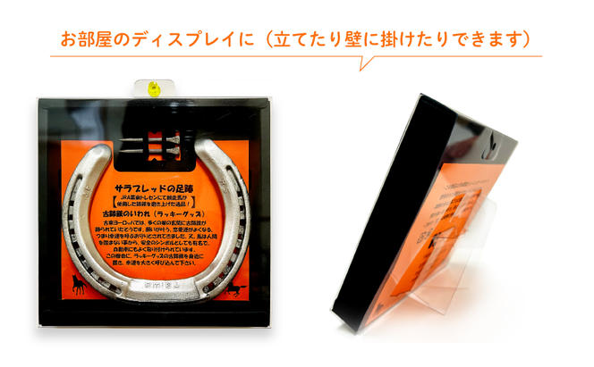【JRA/日本中央競馬会】栗東トレーニング・センターで競走馬が使用した蹄鉄と蹄釘のセット　【サラブレットの足跡　しあわせのお守り】