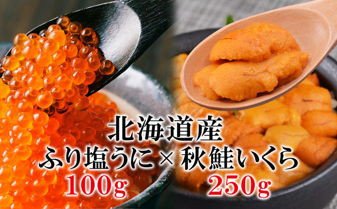 北海道産 ふり塩うに（エゾバフンウニ）100g いくら醤油漬け 250g うにいくら丼 冷凍保存 事業者支援