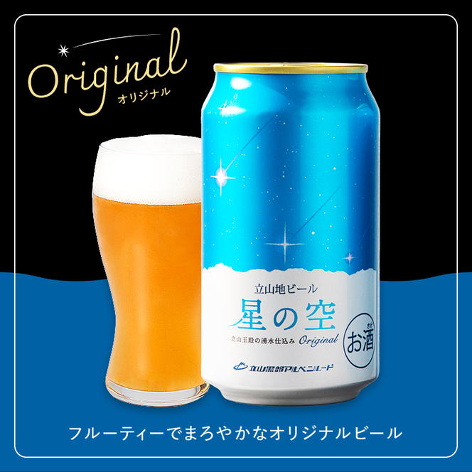 立山地ビール 星の空 3種詰め合わせ 330ml×6本セット 地ビール クラフトビール 国産ビール 330ml 6缶 オリジナル ブラック プレミアム 3種 飲み比べ セット 詰合せ ご当地 ビール 贈り物 ギフト 酒 お酒 アルコール アルコール飲料 国産 立山貫光ターミナル F6T-040