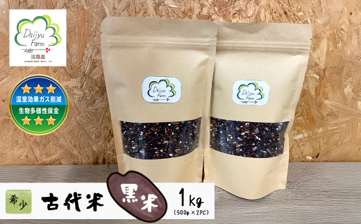 古代米（黒米）　希少！栽培期間中農薬・肥料不使用 1kg（500g×2PC）