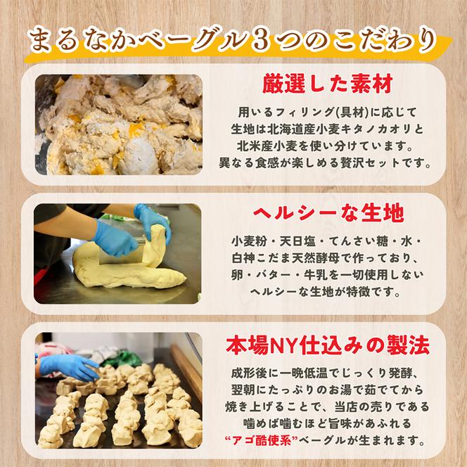 【まるなかベーグル】本場NYスタイル ベーグルお試し5個セット 食べ比べ もちもち 弾力のある食感 フィリングたっぷり 中身ぎっしり 詰め合わせ 自家製 手作り 定番 パン 個装 個包装 冷凍 保存 朝食 昼食 ベーグル専門店 時短 コスパ 8,000円