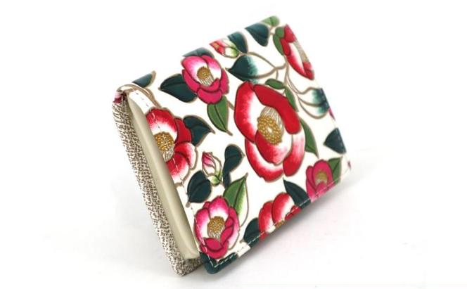 【文庫屋大関】箱まち小銭入れ 椿【皮革工芸品】 革製品 工芸品 民芸品 牛革 財布 小銭入れ 小物入れ お祝い ギフト プレゼント 墨田区 東京都