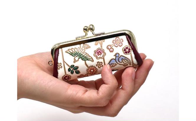 【文庫屋大関】印鑑ケース 枝垂れ花鳥【皮革工芸品】 革製品 工芸品 民芸品 牛革 小物入れ お祝い ギフト プレゼント 墨田区 東京都