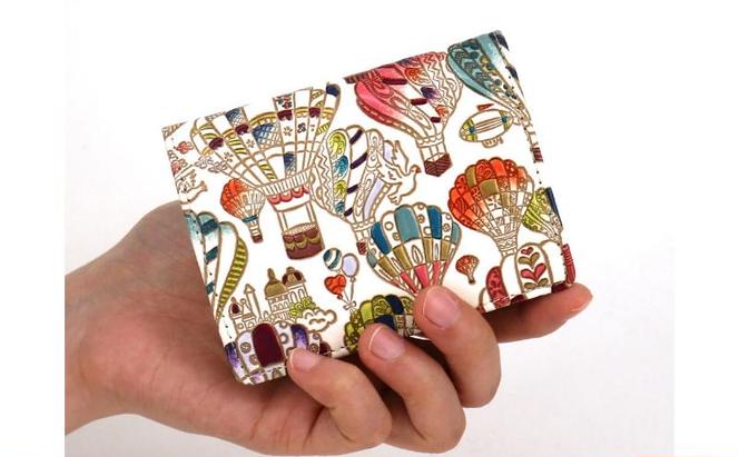 【文庫屋大関】箱まち小銭入れ 気球【皮革工芸品】 革製品 工芸品 民芸品 牛革 財布 小銭入れ 小物入れ お祝い ギフト プレゼント 墨田区 東京都