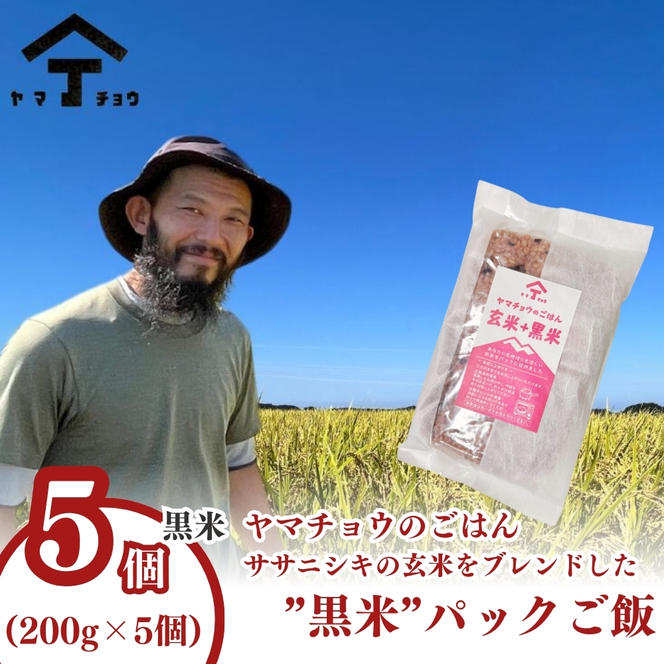 ヤマチョウのごはん パックご飯 玄米 黒米ブレンドごはん 200g×5個セット 秋田県産