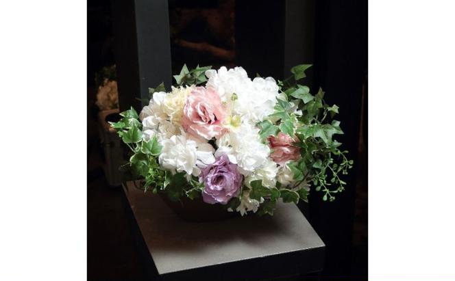 フラワーアレンジメント 【数量限定訳ありアウトレット】お供えアーティフィシャルアレンジメント「メモリアル」 アーティフィシャルフラワー 造花 ダリア トルコキキョウ アジサイ アイビー 墨田区 東京都