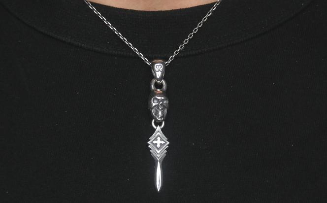 Layer dagger skull pendant ダガー スカル ペンダント ｜ ペンダント シルバー シルバー925 ハンドメイド 手作り アクセサリー 髑髏 モチーフ ペンダントトップ ネックレス チャーム ジュエリー アクセ ファッション 人気 シンプル ギフト プレゼント 年末年始 お中元 お歳暮 内祝い 快気祝い