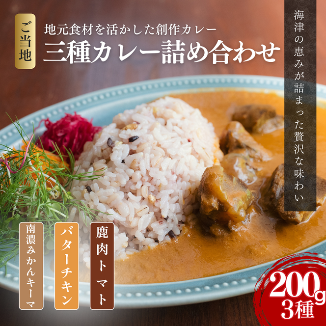 オリジナルご当地三種カレー詰め合わせ (南濃みかん・バターチキンカレー・鹿肉トマト) カレー ご当地カレー 詰め合わせ セット 岐阜 海津市