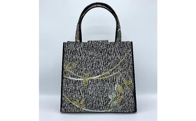 珠陽工芸トートバッグ　牛革コンビ黒葡萄柄　鞄 カバン レディース 東京 工芸品 自立型 牛革 ファッション 洋装 和装 雑貨