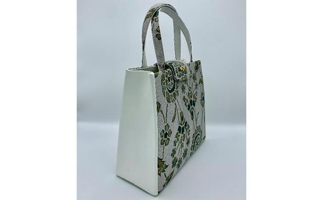 珠陽工芸トートバッグ　牛革コンビ白葉紋様　鞄 カバン レディース 東京 工芸品 自立型 牛革 ファッション 洋装 和装 雑貨