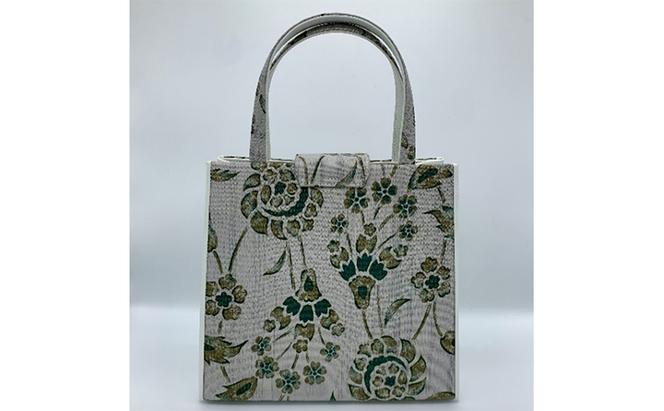 珠陽工芸トートバッグ　牛革コンビ白葉紋様　鞄 カバン レディース 東京 工芸品 自立型 牛革 ファッション 洋装 和装 雑貨