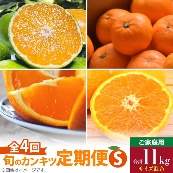 AB61-T09_【定期便4回】 旬 カンキツ 定期便 S 訳あり 家庭用 青切り有田みかん 完熟有田みかん 清見オレンジ カラマンダリン みかん オレンジ 新鮮 甘酸っぱい 甘み 酸味 バランス 濃厚 ノーワックス お取り寄せ お取り寄せフルーツ 和歌山県 湯浅町 送料無料 