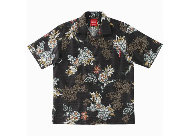 【かりゆしウェア】メンズ いちゃりばシーサーパイン3Lサイズ×ブラック