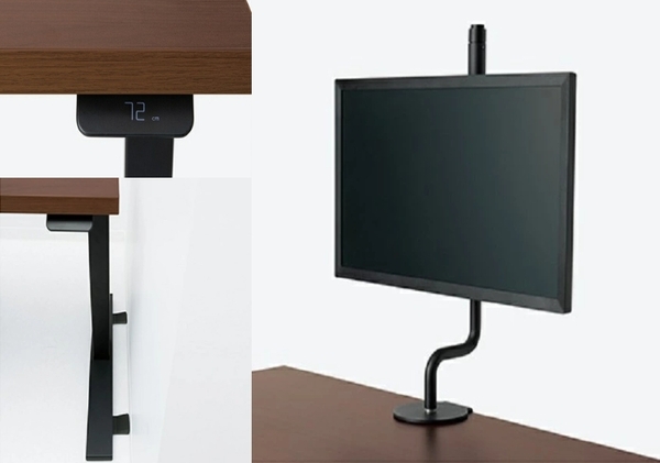 コクヨ 在宅ワーク用電動昇降デスク スタンジットW(ダブル)／1006_ナチュラルオーク・ブラック