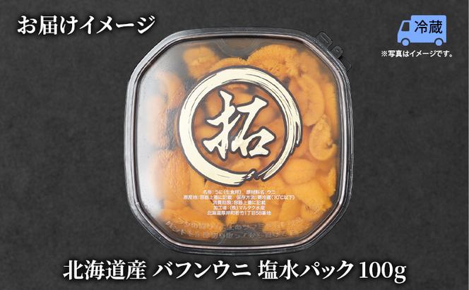 北海道産 バフンウニ 塩水パック 100g×1 雲丹 ウニ うに 新鮮 海産物 冷蔵 濃厚 甘い 国産