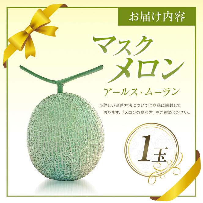 【先行予約】マスクメロン アールスメロン アールスムーラン 1個 糖度14度以上 メロン 大玉 めろん フルーツ 秀品 兵庫県 加西市産 ギフト プレゼント 人気
