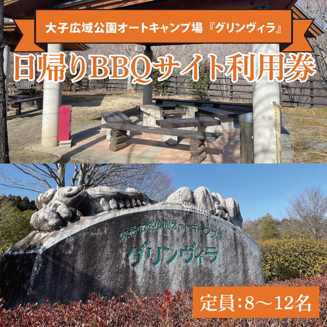 日帰りバーベキューサイト利用券(定員：8～12名)【大子広域公園オートキャンプ場 グリンヴィラ】｜アウトドア バーベキュー BBQ キャンプ グリンヴィラ 利用券 自然 日帰り 体験 旅行 茨城県 大子町(BQ004)