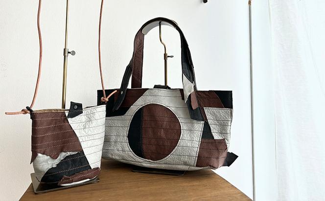 巾着型サコッシュ［amina+］【 本革 革製品 レザー ハンドメイド シンプル エゾシカ革 手作り バック カバン サコッシュ ショルダーポーチ 北海道 十勝 幕別 】