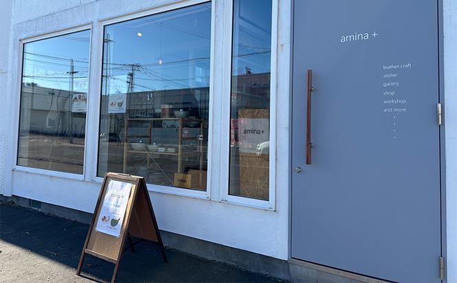 巾着型サコッシュ［amina+］【 本革 革製品 レザー ハンドメイド シンプル エゾシカ革 手作り バック カバン サコッシュ ショルダーポーチ 北海道 十勝 幕別 】