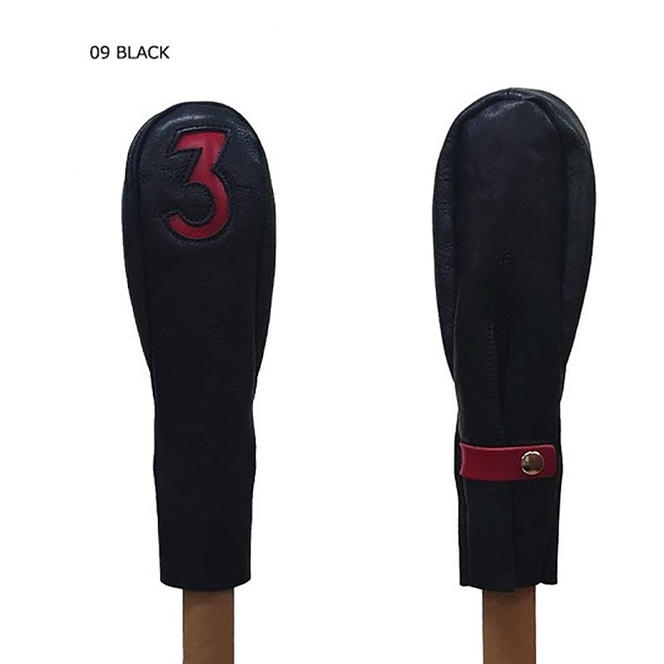 木の庄帆布 公式 フェアウェイウッドヘッドカバー 国産レザー1枚仕立 3FW KinoshoTRANSIT　K-KHG-W-3F01M-（C/#09 ブラック / レッド）　ゴルフ ヘッドカバー 国産 レザー